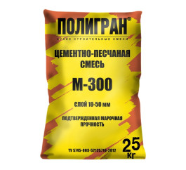 Смесь цементно-песчаная ЦПC Полигран М300 зимняя, 25 кг