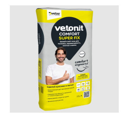 Клей-гель для керамогранита, камня и плитки Vetonit Comfort Super Fix белый, 20 кг